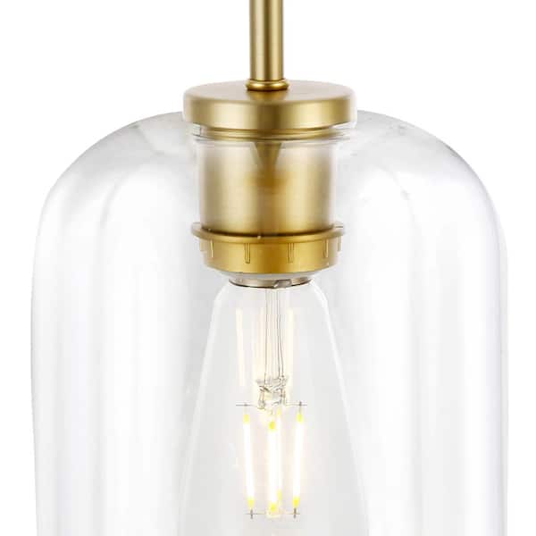 Light Society Mila 1-Light Brushed Brass/Clear Pendant with Glass Shade 