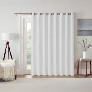 Kendall White Polyester Solid 100 in. W x 84 in. L Sliding Patio Door Grommet Outdoor Blackout Curtain (Single Panel)