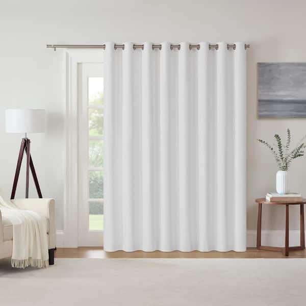 Eclipse Kendall White Polyester Solid 100 in. W x 84 in. L Sliding Patio Door Grommet Outdoor Blackout Curtain (Single Panel)