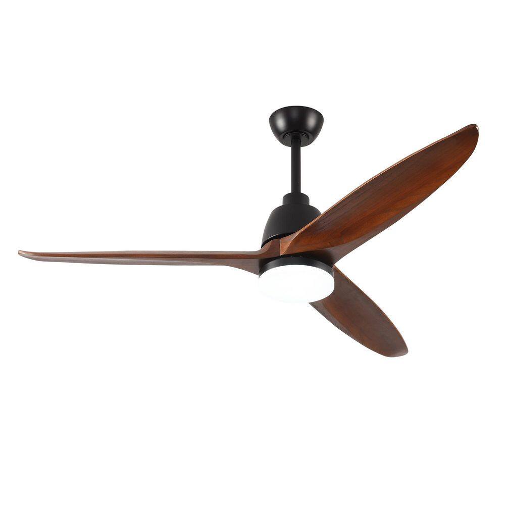 52 in. Indoor Black Flush Mount Standard Ceiling Fan with Light and Remote, Wood Blades, Noiseless DC Motor price history on PriceWatchPro