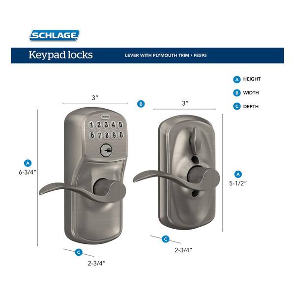 Plymouth Bright Brass Electronic Door Lock with Flair Door Lever Featuring Flex Lock