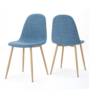 Raina Muted Blue and Light Brown Fabric Dining Chairs (Set of 2)