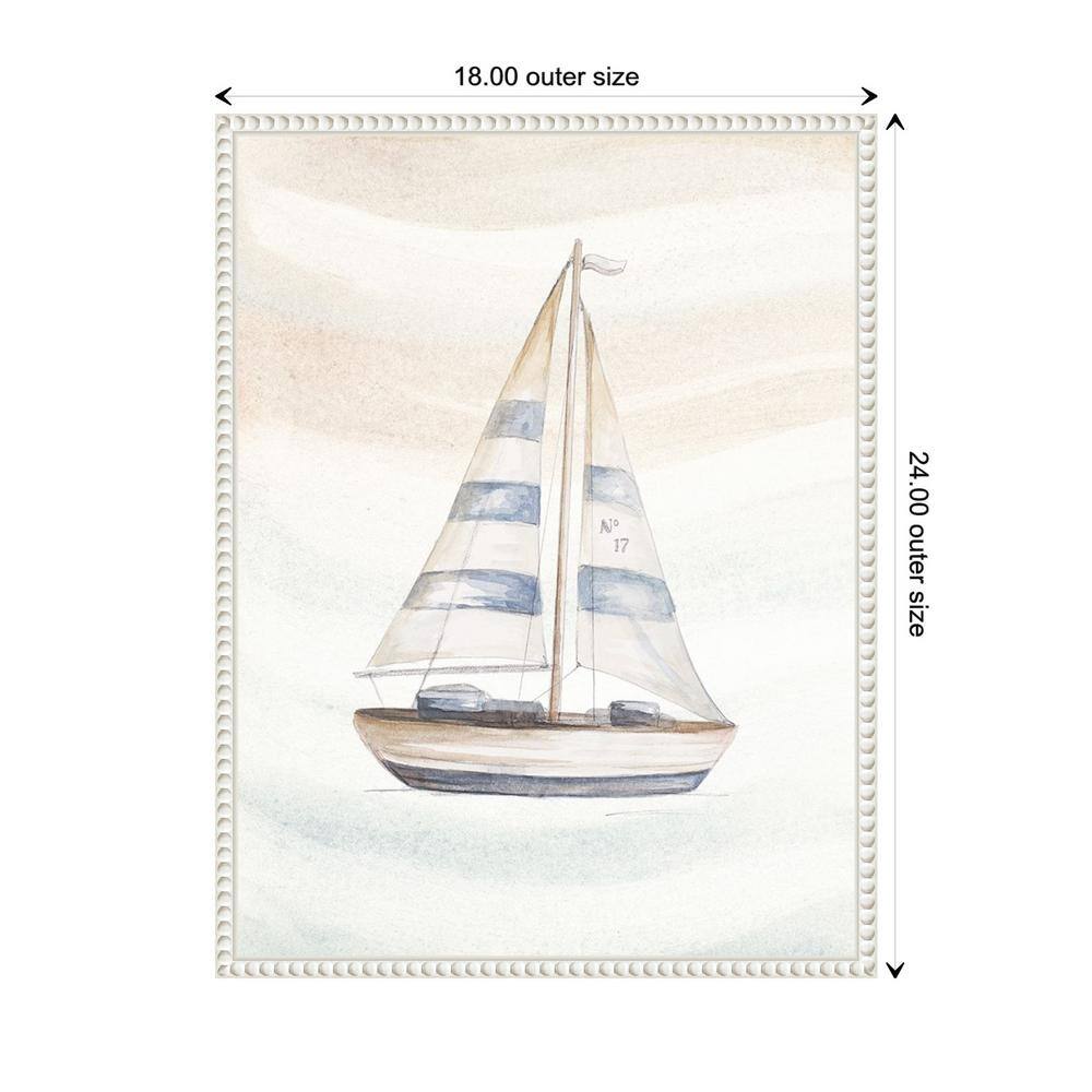 Beaded White Nautical Sailboat Canvas Framed Wall Art