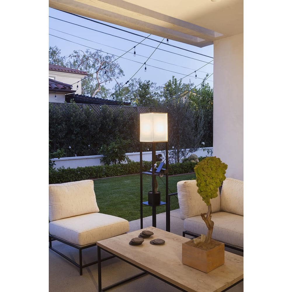 Havana Brown 63'' Smart LED Shelf Floor Lamp with USB Port