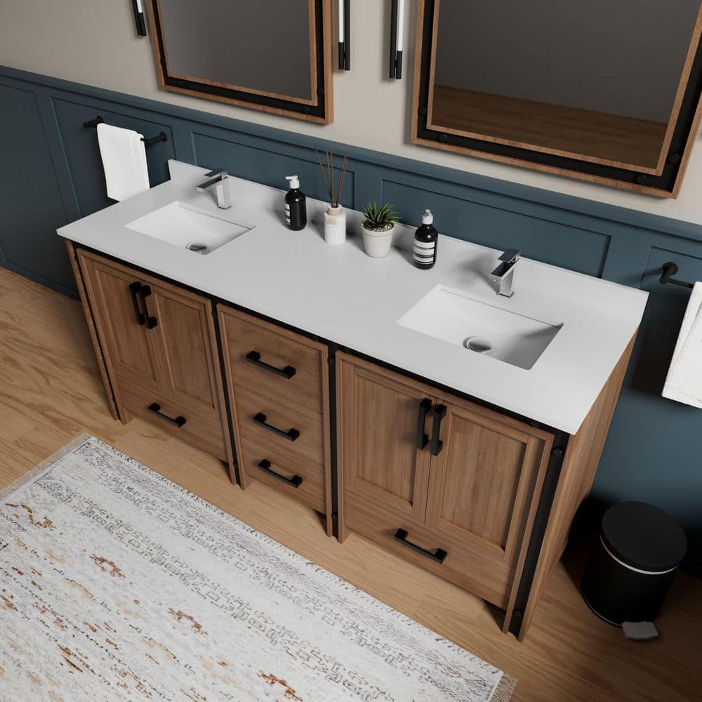 Rustic Barnwood 72" Double Vanity with Cultured Marble Top