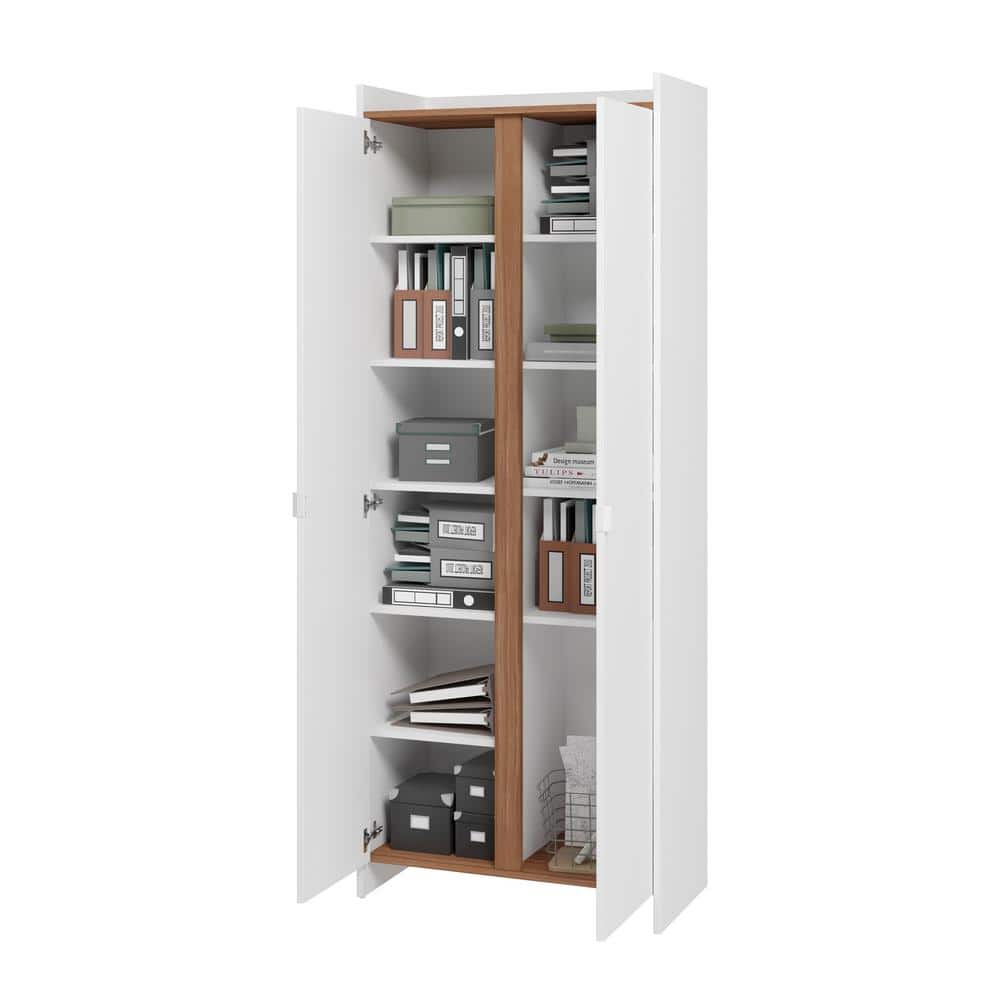 Ratzer White and Brown Mid-Century Modern Storage Cabinet