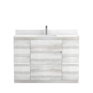 Vamo 48 in x 20 in. Single Vanity with White Quartz Top, in Rustic White