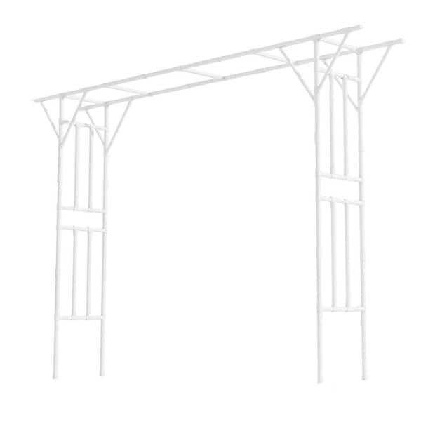 108.24 in x 19.68 in Galvanized Steel Flat Top Garden Arbor Trellis White Rust Resistant Outdoor Pergola