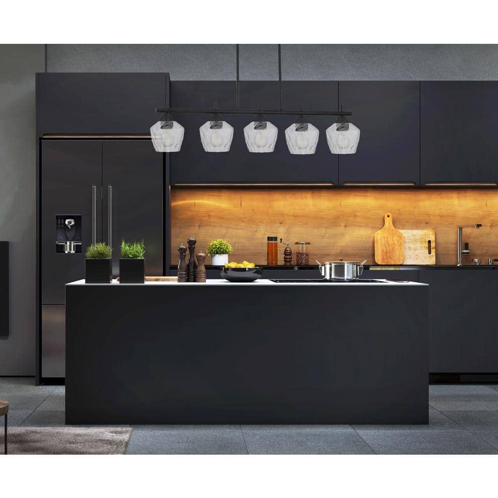 Camrin Contemporary Bell-Shaped 5-Light Island Pendant in Coal