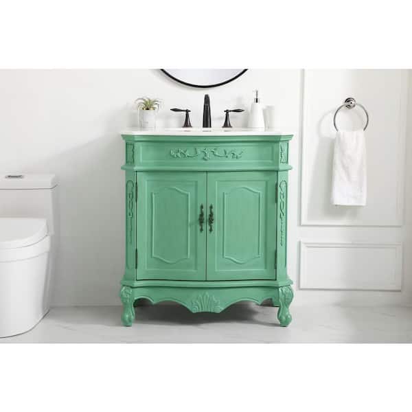 Simply Living 32 in. Single Sink Vintage Mint Bath Vanity