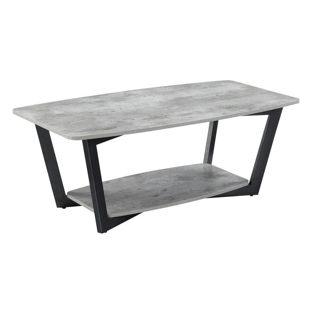 Graystone Faux Birch and Slate Gray Coffee Table with Shelf