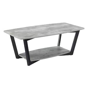 Graystone 47.25 in. Faux Birch and Slate Gray Rectangle Particle Board Coffee Table with Shelf