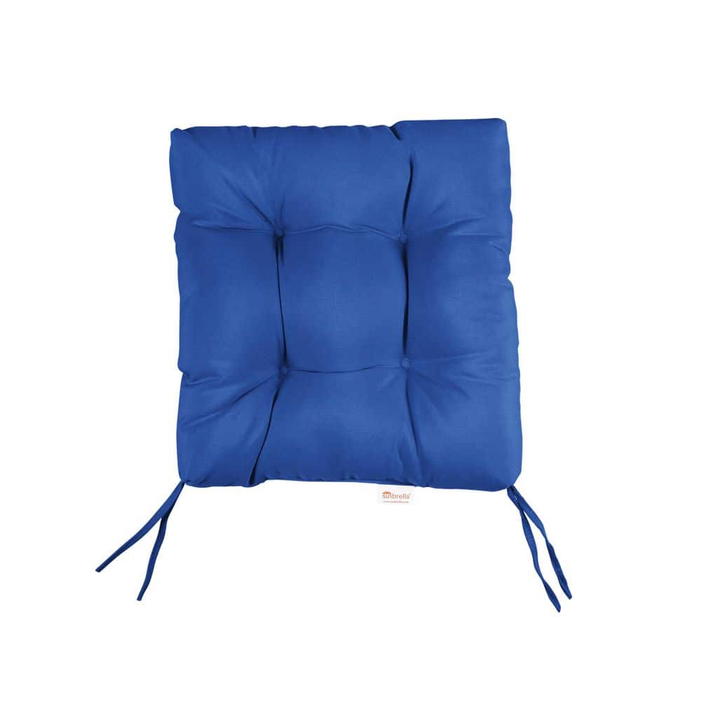 Sunbrella Canvas True Blue Square Tufted Outdoor Seat Cushion