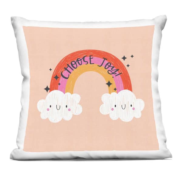 Stupell Industries Choose Joy Happy Rainbow Multi-Color Abstract Polyester 18 in. X 18 in. Throw Pillow