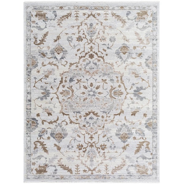 Azhar Grey Traditional 7 ft. x 9 ft. Indoor Area Rug