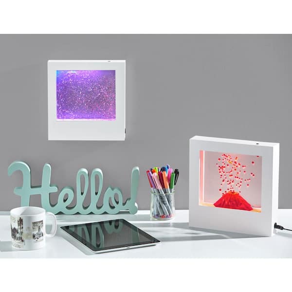 9 in. White Glitter Light Box Lamp