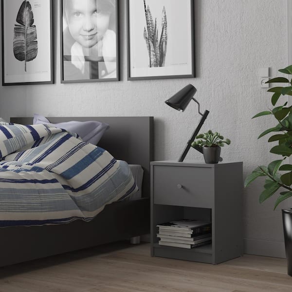 Tvilum Portland 1-Drawer Grey Nightstand
