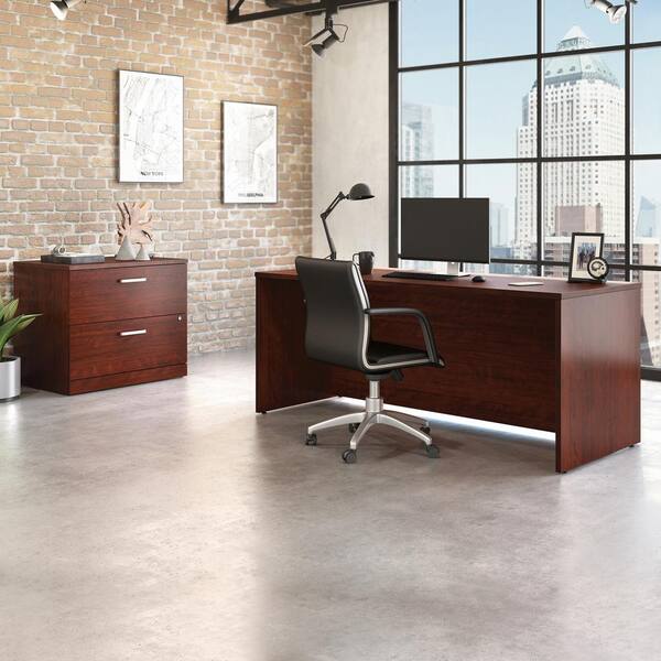 Sauder Affirm 72 x 30 Shell and Lateral File Cabinet in Classic Cherry