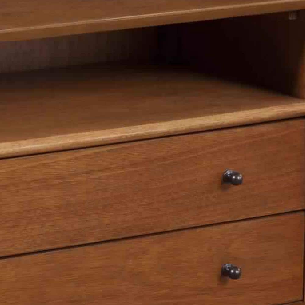 Brown Solid Wood 2-Drawer Nightstand with Open Compartment