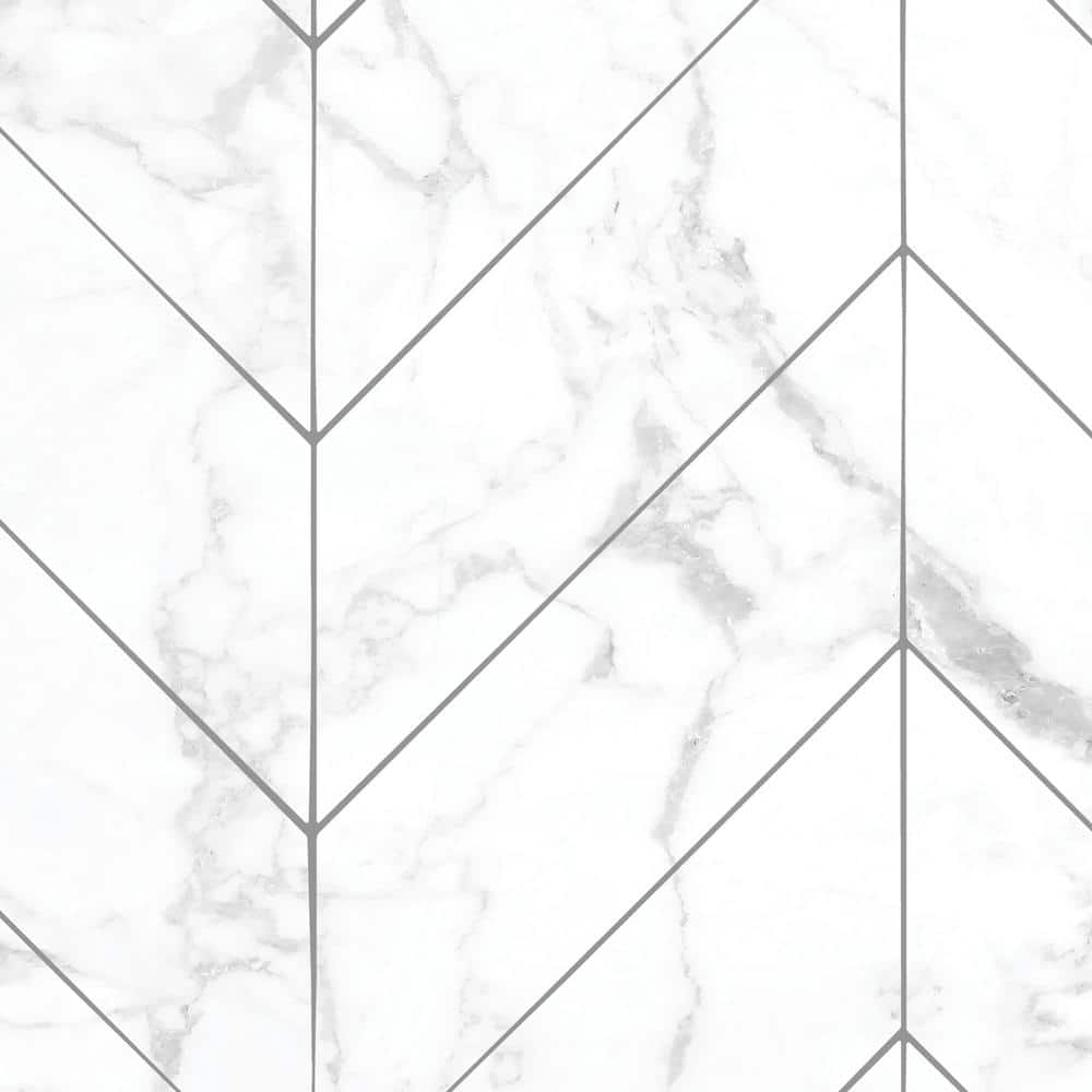 Chevron Marble Grey Peel and Stick Vinyl Wallpaper