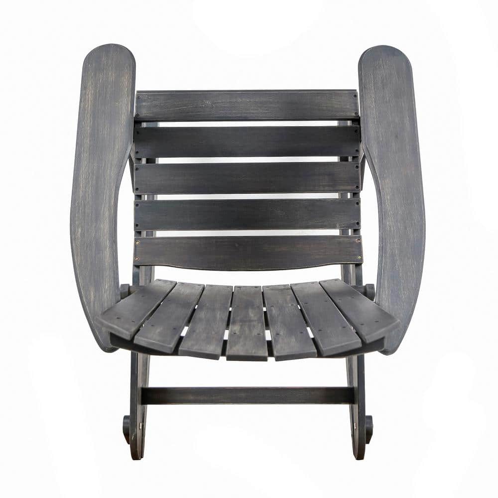 Dark Grey Acacia Wood Adirondack Rocking Chair with Arms