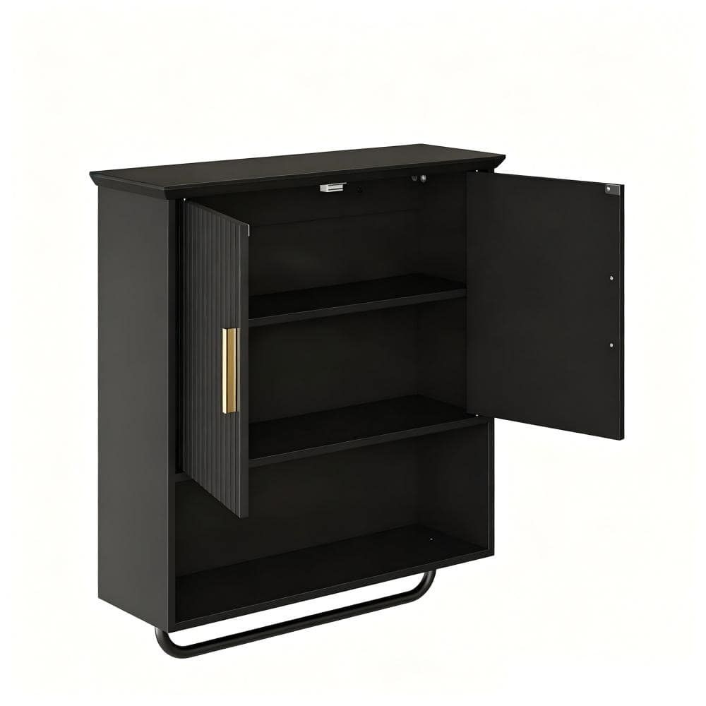 23.6 in. W x 26.6 in. H Black Wall Mounted Medicine Cabinet without Mirror with Towel Bar and 2 Doors price history on PriceWatchPro