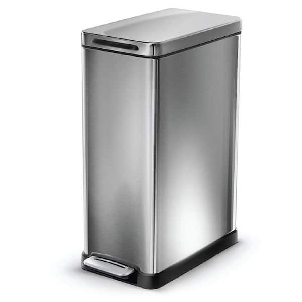 11 Gallon Kitchen Trash Can with Soft-Close Lid and Slim Stainless Steel Design