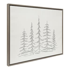 Minimal Evergreen Trees Line by Creative Bunch Studio, 1-Piece Framed Canvas Plants Art Print, 28 in. x 38 in.