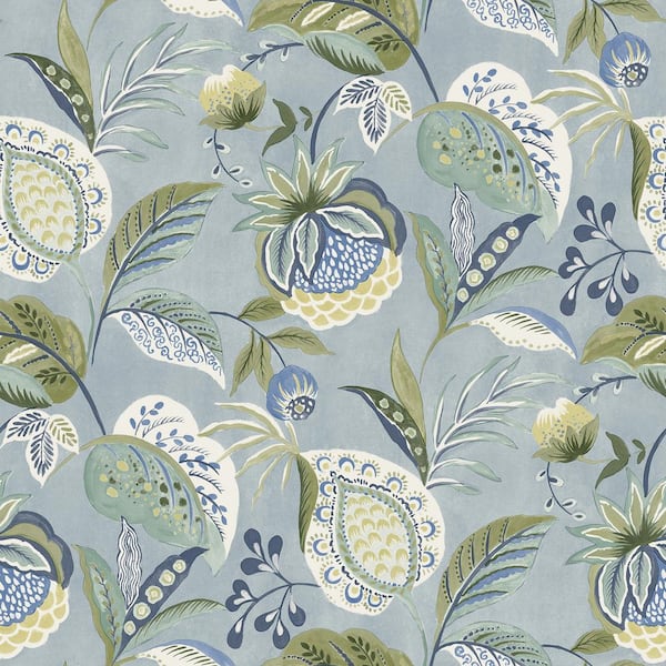 Chesapeake Bohemian Jacobean Blue Prepasted Non Woven Wallpaper Sample