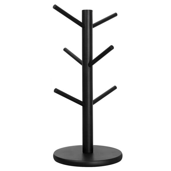 6-Hook Black Mug Tree Coffee Cup Holder Stand for Kitchen Countertop Cabinet Coffee Bar Organizer Station