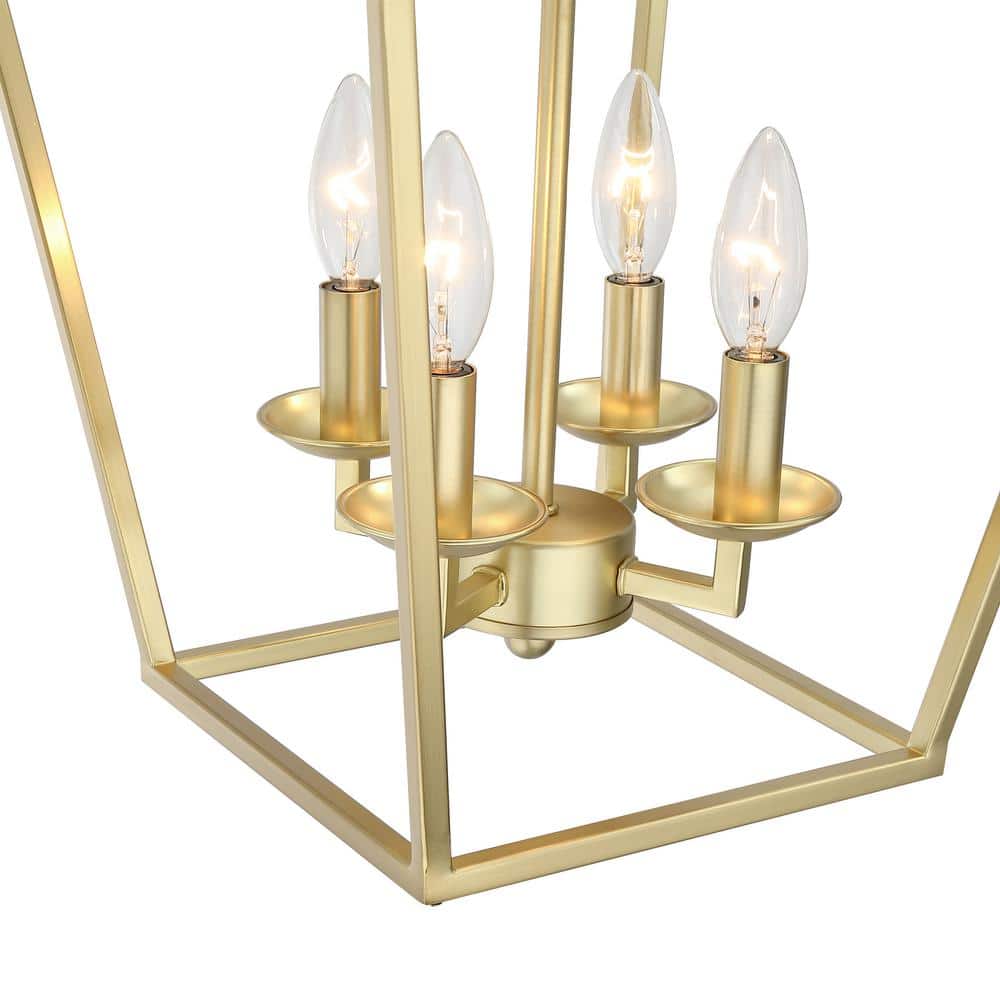12" Gold Geometric 4-Light Pendant with Adjustable Chain