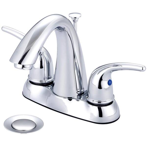 Olympia Faucets Elite 4 in. Centerset 2-Handle High-Arc Bathroom Faucet with Pop-Up Assembly in Polished Chrome