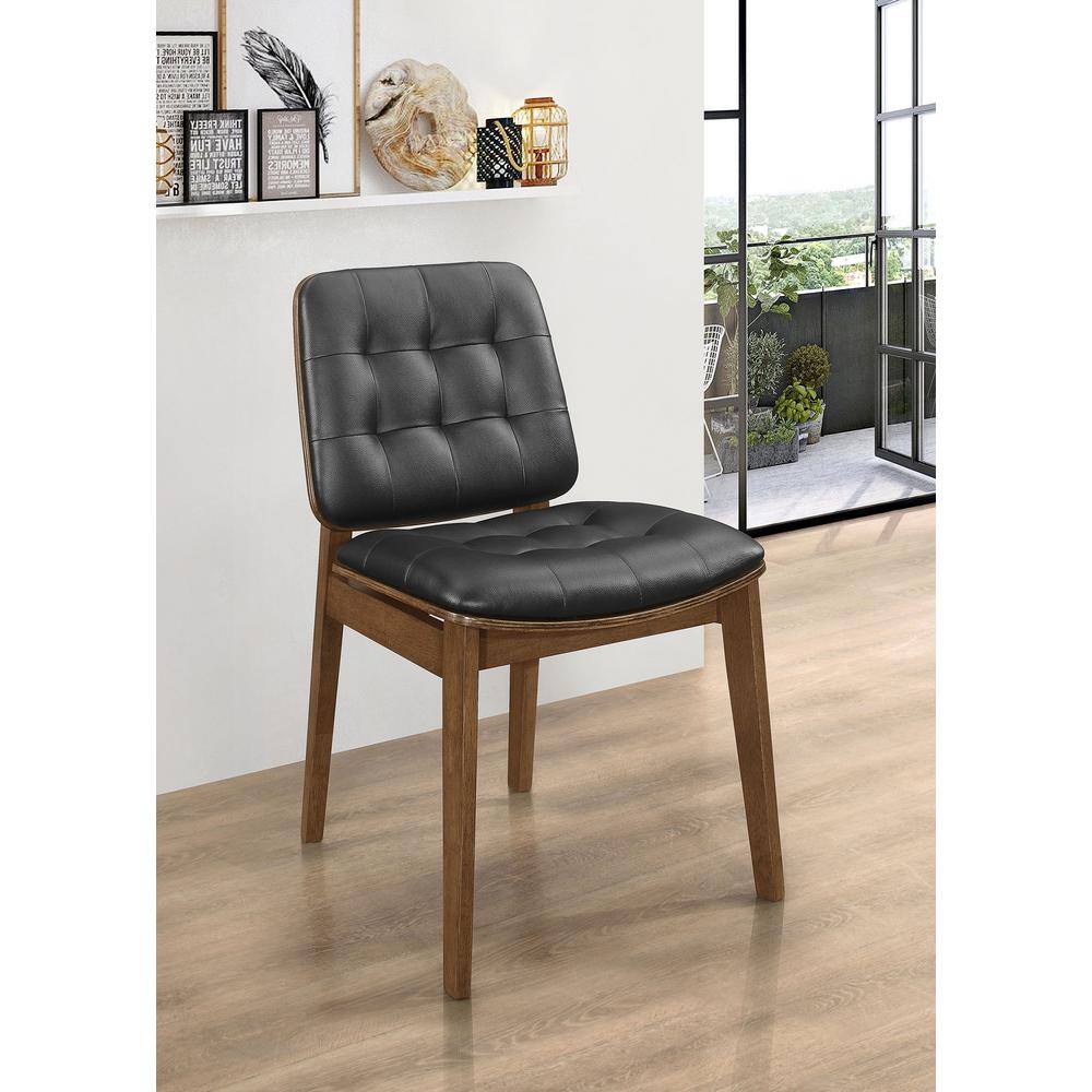 Redbridge Tufted Back Side Chairs Natural Walnut and Black (Set of 2)