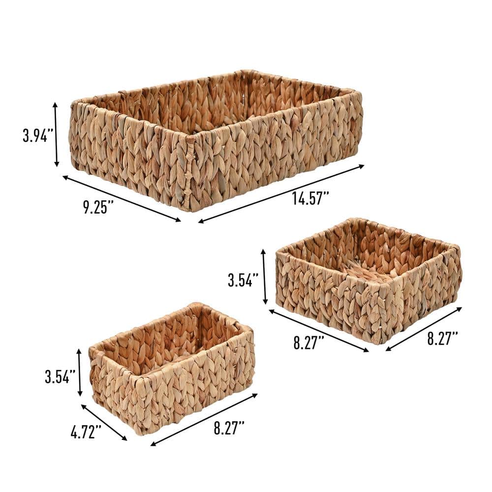 Natural Hand-Woven Hyacinth Nesting Storage Baskets, Set of 3