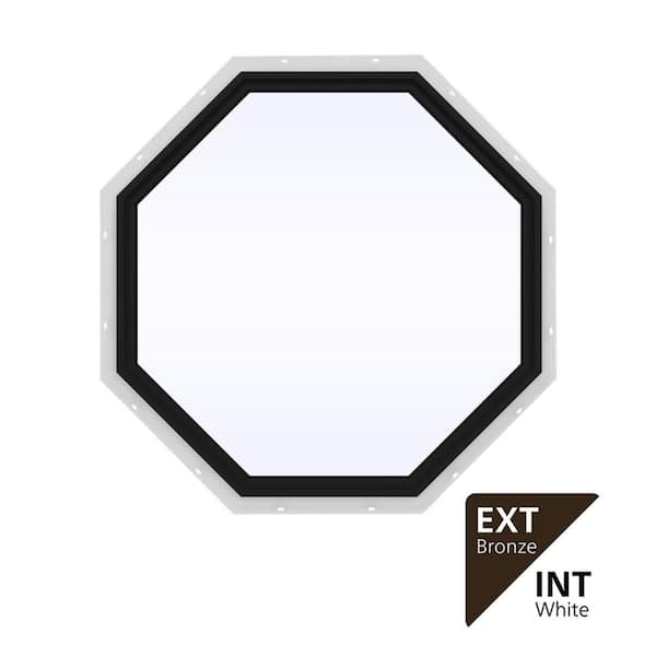 48 in. x 48 in. V-4500 Series Bronze Exterior/White Interior FiniShield Vinyl Fixed Octagon Window w/ Low-E 366 Glass