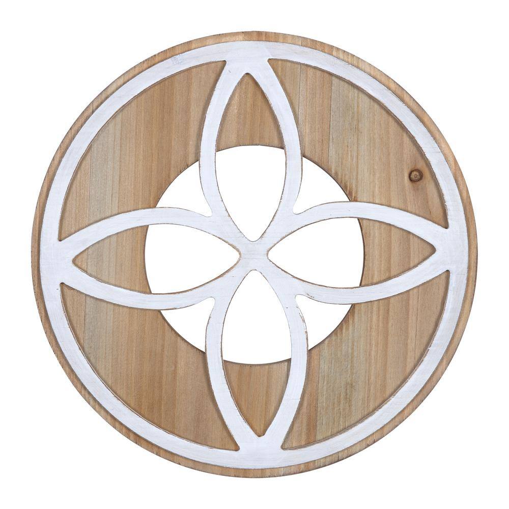 Stratton Home Decor Farmhouse Wood Flower Round Medallion Wall Decor