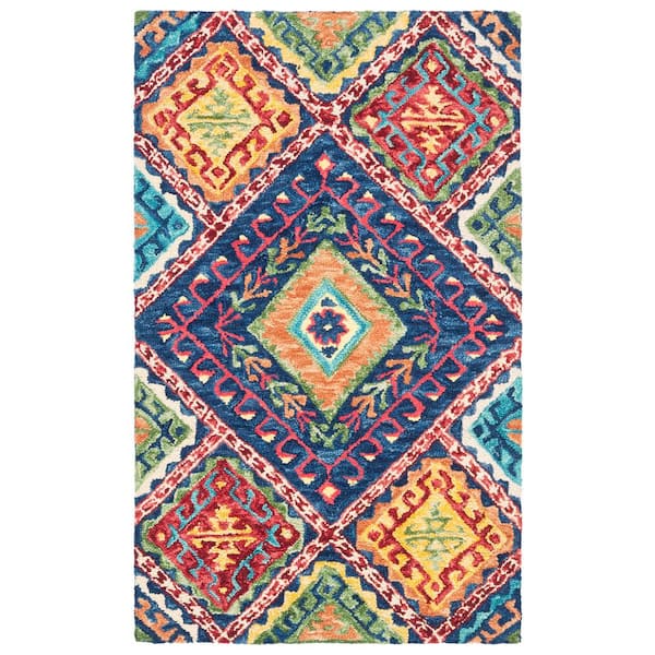 SAFAVIEH Aspen Blue/Multi Doormat 3 ft. x 5 ft. Geometric Area Rug