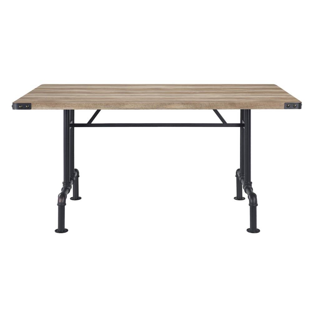 Edina 64" Oak and Sandy Black Industrial Dining Table
