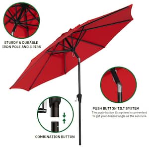 10 ft. Market Patio Umbrella with Push Button Tilt and Crank in Red