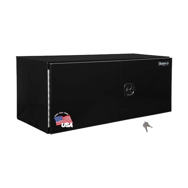 BUYERS PRODUCTS 18 in. x 18 in. x 60 in. Black Smooth Aluminum Underbody Truck Tool Box with Barn Door