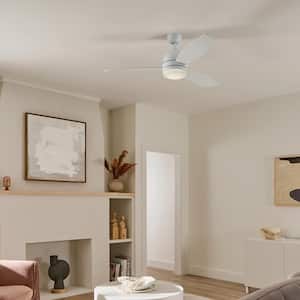 Vassar 52 in. Indoor White Downrod Mount Ceiling Fan with Integrated LED with Wall Control Included