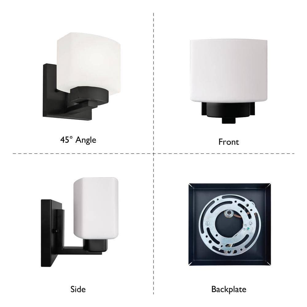Dove Creek 6.5'' Matte Black Frosted Glass Wall Sconce