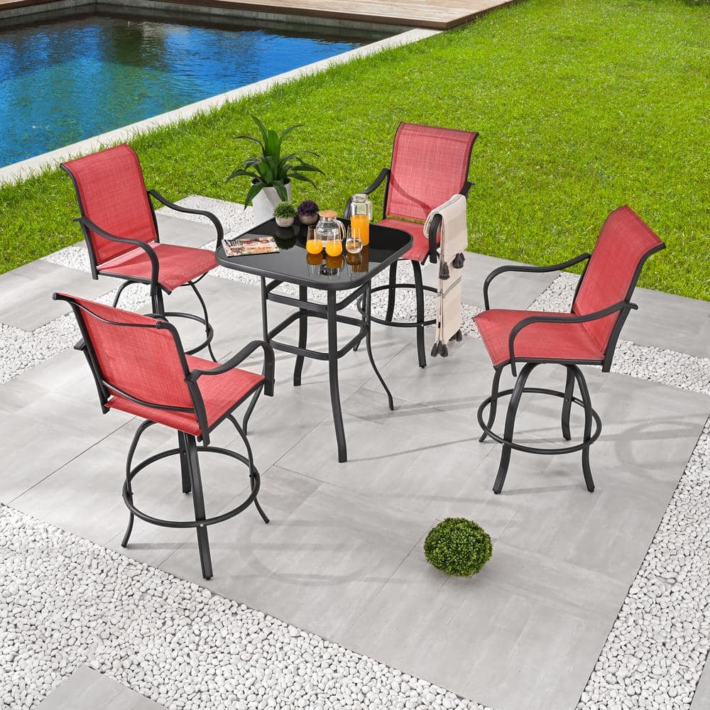 Patio Festival 5-Piece Square Metal Outdoor Dining Set PF19273-1X2-273 ...