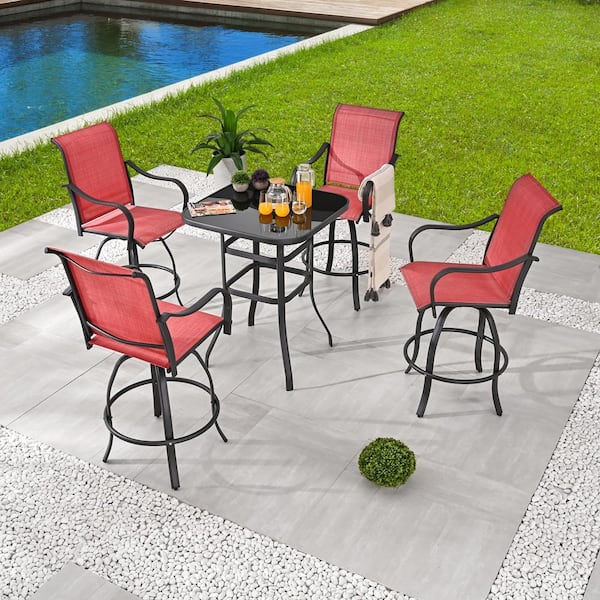 Patio Festival 5-Piece Square Metal Outdoor Dining Set PF19273-1X2-273 ...