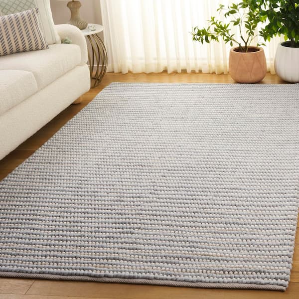 Natura 3 ft. x 5 ft. Light Blue/Ivory Striped Solid Marle Area Rug