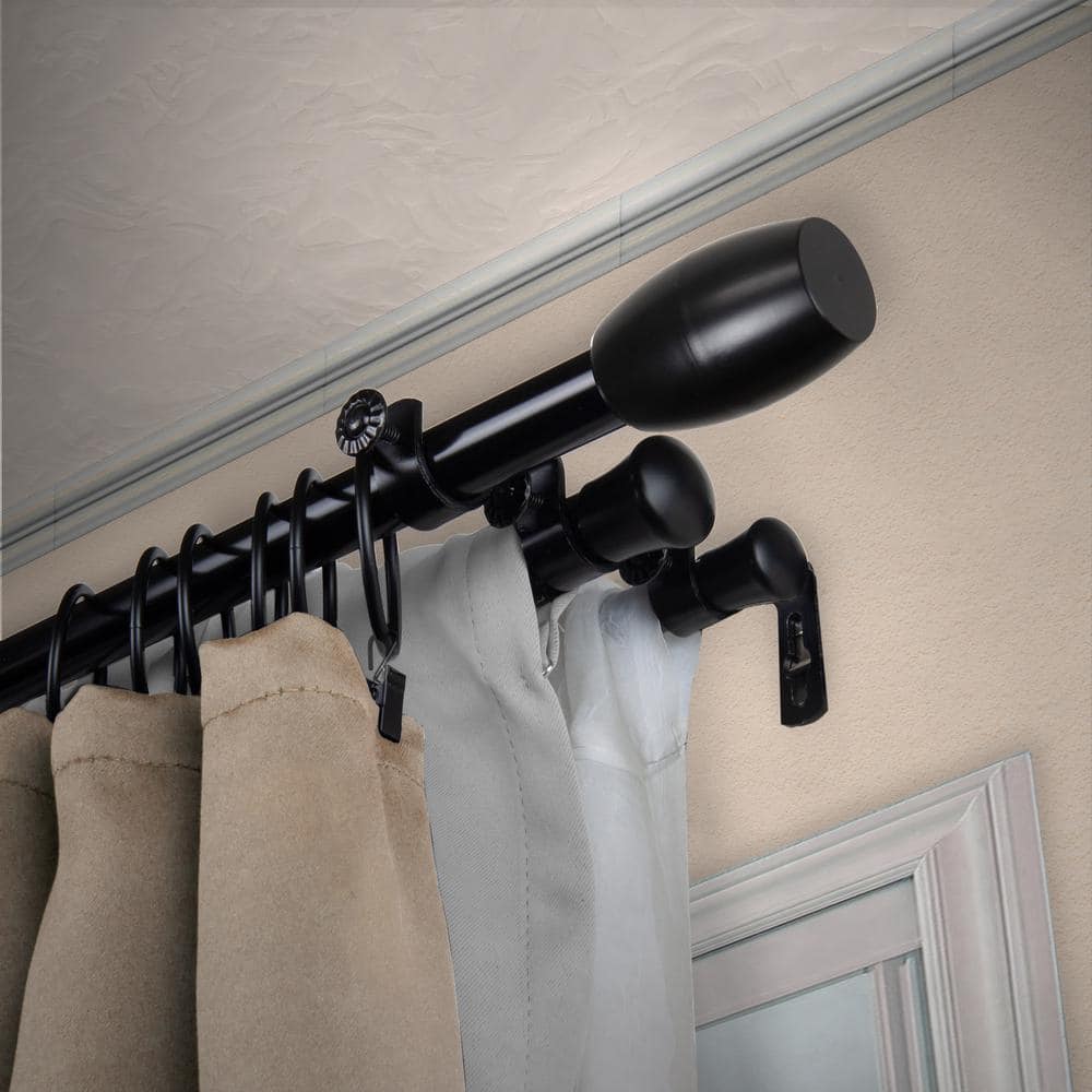 "13/16"" Dia Adjustable 120"" to 170"" Triple Curtain Rod in Black with Evie Finials" price history on PriceWatchPro