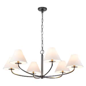 Clover 6-Light Old Bronze Traditional Candlestick Chandelier with Fabric Shades for Dining Room