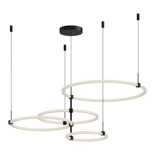 Bruni 55 in. 1-Light 115-Watt Black Integrated LED Chandelier