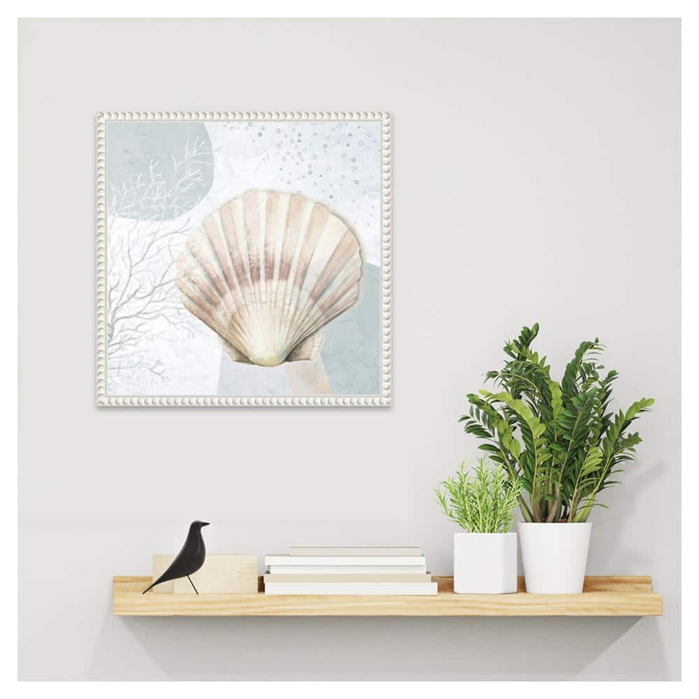 Blush Scallop Nautical Canvas Print with Beaded Frame