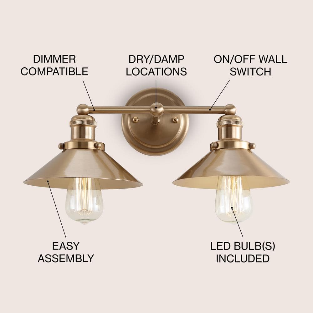 Elegant July 17.5" Brushed Brass Gold LED Vanity Light